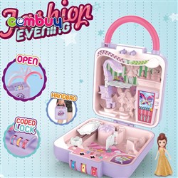 CB860123 CB860124 - Girs pretend play set dress up suitcase beauty fashion doll